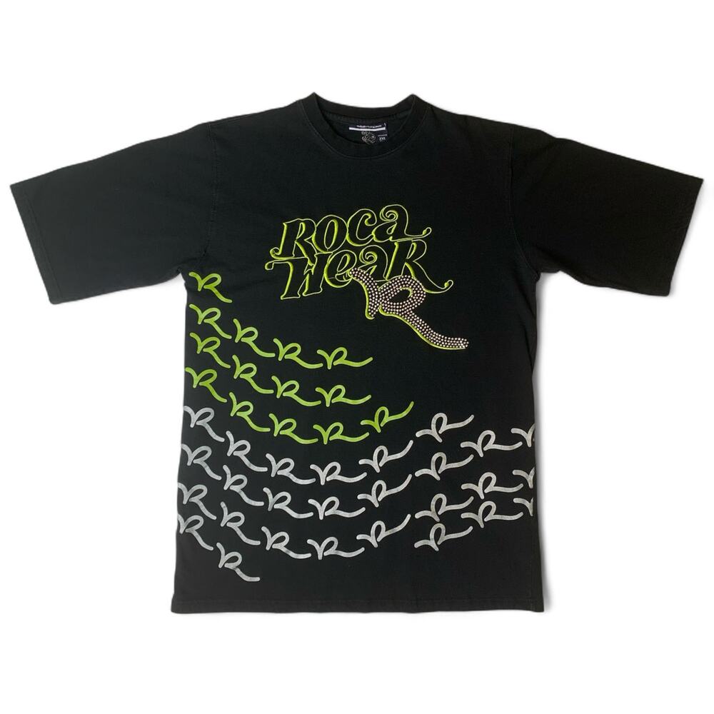 Vintage Rocawear-Y2K-Lime Green/Silver Graphic-Rhinestone-Size 2XL